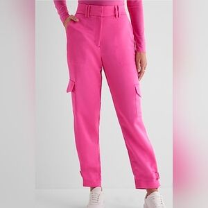 Express High Waist Pink Satiny Cargo Pants